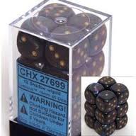 CHX27699 - Dice d6 Set: 12 Shadow with Gold - 16mm  (12) Block of Dice